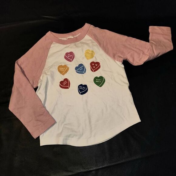 NWT Hanna Andersson Girls Pink White Candy Conversation Heart Top Shirt 100‎ 4 - Picture 1 of 3